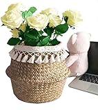 Clicitina Faltbarer Topf Garten Aufbewahrung Seegras Rattan Pflanzenkorb Blumengeflecht Werkzeuge & Heimwerker Zinktöpfe (AS Show, One Size)