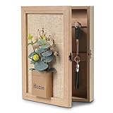WPAJIRZO Schlüsselkasten mit 6 Schlüsselhaken, Dekorativer Schlüsselschrank Wand, Schlüsselbox mit Metallverschluss Schlüsselbrett mit Künstlicher Blumenstrauß - „Home“