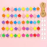 50pcs Holzklammern Stern Holzclip Fotoklammern,Größe 3cm Mini Klammer Wäscheklammern Holzklammer aus echten Holz(Stern)