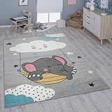 Paco Home Kinderteppich Teppich Kinderzimmer Mädchen Jungs Verschiedene Motive Und Größen, Grösse:160x220 cm, Farbe:Grau