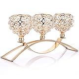 SUMNACON Golden Kristall Kerzenständer 3-Arm-Kristallschalen Kerzenhalter Teelicht Dekorativer Kandelaber Kerzenhalter für Weihnachten Halloween Hochzeit Abendessen Zuhause Büro
