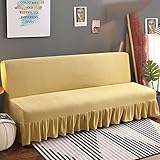 Sofaüberwurf für Sofa, Bett, mit Rock, armlos, Spandex, Stretch-Sofabezug, weicher Couchbezug, Sofaüberwurf für Wohnzimmer, M 150–170 cm (60–66 Zoll), gelb