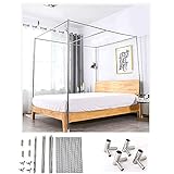 Usknxiu Moskitonetzhalter Vier Eckbett, Edelstahl Baldachin Moskitonetz Baldachin Rahmen, Bettüberdachung, Metall T-Stücke, Gestell für Einzel/Doppel/Kingsize/Super-Kingsize Bett,24MM 1×2m Bed