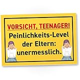 DankeDir! Teenager Eltern Peinlich - 30 x 20 cm Kunststoff Schild - Geschenkidee Türschild Zimmer Jungen & Mädchen Spruch - Lustige Deko Geschenk Idee lustig Geburtstag Dekoration Tür Deko Jugendliche