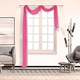 SCHOAL Voile Querbehang Transparenter Freihandbogen Uni Freihanddeko einfarbig Deko Gardinen Dekoschals Vorhang Wohnzimmer Gardinenschals 1 Stück HxB 90x400cm Rosa #1