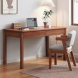 Nileco Moderner Computertisch mit 2 Schubladen, Home Office Schreibtisch Workstation Studiertisch für Kleinen Raum, Massivholz PC Arbeitstisch(80x50x75cm(31x20x29in), Walnut)