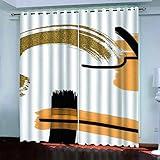 WIRMEC Vorhänge Blickdicht Verdunkelungsvorhang Gardinen Mit Ösen H 160 X B 140 cm 2Er Set 3D Einfache Goldgelbe Kunst Druck Schlafzimmer Wohnzimmer Fensterdekoration Schallschutz Vorhang