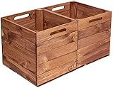 2er Set Holzkiste Aufbewahrungskiste passend für alle Kallaxregale und Expidit Regale Kallaxysteme Weinkiste Obstkiste Regalkiste Maße 33x37,5x32,5cm Kallax boxen Einsatz (Vintage Ocker)