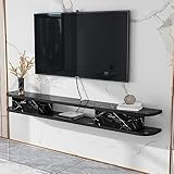 TV Board Hängend/Wohnwand TV-Bank Multimedia Wandregal grau mit Kabelloch, TV Rack Holz,Hängeschrank für Wohnzimmer Schlafzimmer, 140 cm