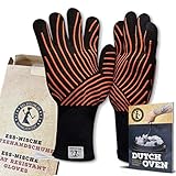 Ess-Nische® Hitzebeständige Grillhandschuhe bis 500°C - perfekt geeignet für den Grill, Ofen und Kamin - auch verwendbar als Ofenhandschuhe, Topfhandschuhe und Kaminhandschuhe - extra Langer Saum