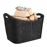 Holzkorb für kaminholz,Etopgo Groß Filztasch Kaminholz (53x30x40cm),Faltbar Kaminholzkorb Filzkorb,Multifunktional Kaminholztasche Aufbewahrungskorb Kaminholzkorb für Kaminholz Brennholz