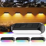 PUAIDA Solarlampen für Außen Garten, 4 Pack Solarleuchten Garten mit Warmweiß und Farbwechseln Licht, IP65 Wasserdicht Solar Zaunbeleuchtung für Garten Deko, Outdoor, Wand, Treppen, Balkon