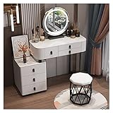 Make-up Eitelkeit Alle Holz Schiefer Schminktisch Schminktisch Wohnung Lagerschrank Schminkspiegel Schminkhocker Kombi-Set Schlafzimmer Schrank Spiegel Schminktisch ( Color : White round stool , Size