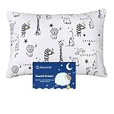 Kopfkissen Kleinkind mit Kissenbezug - 33x45 cm Weich Bio Baumwolle Kissen Kinder zum Schlafen - Waschbar Kleinkind Kopfkissen - Kinderkopfkissen für Kleinkinder - Kinderkissen（Weiß Tier)