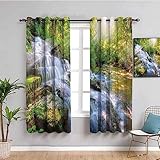 SPADEACES 3D Fluss Sonnenschein Natur Muster Schallschutz Vorhang 2Er Set Ösen Für Schlafzimmer Kinderzimmer, Gardinen Wohnzimmer Modern, Thermo Vorhänge Blickdicht Fensterdekoration 220X214Cm (BxH)