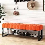 Luxuriöse Schuhbank Mit Verdicktem Samtsitz, Moderne Dekorative Möbel, Weiche Aufbewahrungsbank, Eingangsbereich, Schuhregal, Bank, Schuhorganisator, Grau, 120 x 45 x 32 cm (47 x 18 x 13 Zol
