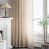 SAYT RLAE Vorhang Boho Blickdicht Vorhänge Beige Baumwolle Leinen Gardinen mit Quasten und Häkeln Stricken Vertikale Streifen Makramee für Wohnzimmer Landhaus Vintage Style, 1 Stück, B150xH240cm