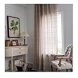 Homxi Gardinen Transparent 2er Set 2 x 132W x 91H cm,Vorhänge aus Tüll Khaki Einfarbig und Quadratisch Ösenvorhang Wohnzimmer