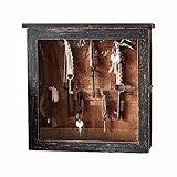 Loberon® Schlüsselkasten Agnessa, Kiefernholz, Furnierschichtholz, Eisen, MDF, H/B/T ca. 35/35/10 cm, antikschwarz/braun