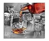 Whiskey im Whiskeyglas Herdabdeckplatte & Spritzschutz aus Echtglas | Für Herd-Kochfelder | 60x52 cm