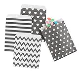 Adorfine Papiertüten Geschenktüten Papier Süßigkeiten Papiertüten für Ostern Hochzeit Geburtstag Feier Parteien 100 Stück 4 Designs mit je 25 Papiertüten (Grau)