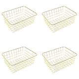 Hatem 4X Nordischer Metall Draht Ablage Korb Kosmetik Organizer Halter Haus Büro Schreibtisch Toilettenartikel Sammlung Regal Gold