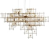 Kare Design Hängeleuchte Stone Mobile, moderne Hängelampe in ausgefallenem und einzigartigen Design für das Wohnzimmer, Esszimmerleuchte, Pendelleuchte, gold (H/B/T) 60x100x27cm [Energieklasse A]