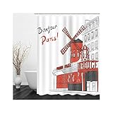 Badewanne Vorhang Waschbar, Shower Curtains Red Windmühlenhaus Duschvorhang 180x180 Polyester Bad Vorhang Badezimmer Dekoration