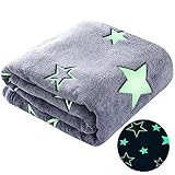 Winthome Kuscheldecke Kinder, Deck Glow In The Dark, Fleecedecke Weiche Flauschig, Babydecke Warme Kuschelig, Sofadecke für Mädchen Junge, Geschenke, Passend zu Allen Jahreszeiten (Stern, 130x170cm)