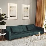 YuMeng Schlafsofa 2-Sitzer mit 2 Kissen, Schlafsofa, Schlafcouch, Couch Mit Schlaffunktion, Sofa Bed, Sofas & Couches, Bettsofa, Blau Samt