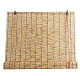 Retro Natural Schilf Vorhang,Durchscheinend Rollo Bambus,Balkon Trennwand Strohjalousien,Handgewebt Sonnenschutzrollos,Wand Hauptdekorationen,Atmungsaktiv Holzrollo (60×80cm/24×31in)