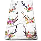 DJNGN Geweih-Handbadetücher für Badezimmer, lustiger Frühlingsgarten-Kunstdruck, hochwertige Handtücher für Badezimmer, schnell trocknendes, weiches und saugfähiges Handtuch, weiß, 38,1 x 68,6 cm