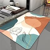 Badezimmerteppich Super Absorbierende Rutschfester Badematte, Badematten Badteppich 50x80cm Badvorleger Extra DüNn Schnelltrocknende Waschbare Badematte Home Rug, Badmatte Bodenmatte Floor Mat Blume