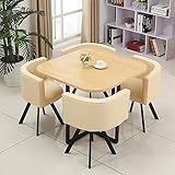 MEOMO Runder Konferenztisch, Runder Esstisch mit 4 Stühlen, Runder Cafétisch Esstisch-Set für 4 Personen, Für Esszimmer und Küche 90cm Stil-12