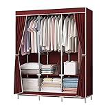 Leinwand-Kleiderschrank,tragbarer Stoff-Kleiderschrank mit Kleiderstange und Regalen,Kleiderschrank-Aufbewahrungsorganisator für Schlafzimmer,Rot-128 x 45 x 170 cm