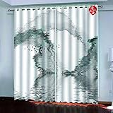 Blickdicht Vorhang Mit Ösen 3D Abstrakte Tintenlandschaft Verdunkelungsvorhang Kinderzimmer 160X150cm(HxB) 2 Stücke Polyester Verdunklungsvorhänge Gardinen Verdunkelung Für Wohnzimmer/Schlafzimmer