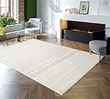 the carpet Lima nachhaltiger und umweltbewusster Designer Teppich, weich & pflegeleicht, 3D-Effekt, waschbar, Flor aus 100% recyceltem Polyester, Creme, 160 x 230 cm