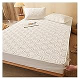 WUGCHDA Matratzenschoner, Queen Size Washed Cotton Fabric Fitted Sheet, Home Doppelbett Atmungsaktiv Geräuschlos Bettdecke, Leicht Zu Reinigen (Farbe : Beige, Größe : 120x200cm)