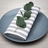 FILU Servietten 8er Pack Grau/Weiß gestreift (Farbe und Design wählbar) 45 x 45 cm - Stoffserviette aus 100% Baumwolle im skandinavischen Landhausstil