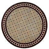 Casa Moro Mediterraner Gartentisch Mosaiktisch Bordeaux terrakotta Ø 120cm rund mit Eisen-Gestell Höhe 73cm | Kunsthandwerk aus Marokko | Dekorativer Balkontisch Bistrotisch Esstisch | MT2114