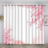 SJSXWQN Vorhang Rosa KirschblüTe Gardinen mit Ösen Vorhang Blickdicht Thermo Verdunklungsvorhänge Schiebegardinen für Schlafzimmer Wohnzimmer H 260 x B 140 cm 2er Set