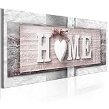 decomonkey Bilder Home Haus 120x40 cm XXL 1 Teilig Leinwandbilder Bild auf Leinwand Vlies Wandbild Kunstdruck Wanddeko Wand Wohnzimmer Wanddekoration Deko Herz Sprüche