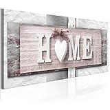 decomonkey Bilder Home Haus 120x40 cm XXL 1 Teilig Leinwandbilder Bild auf Leinwand Vlies Wandbild Kunstdruck Wanddeko Wand Wohnzimmer Wanddekoration Deko Herz Sprüche