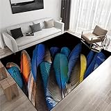 AU-SHTANG Teppich Shaggy Blauer Teppich, Feder Muster, Anti-Milben-Anti-Rutsch-Mechanismus, leicht zu saugende Teppichetepiche für Wohnzimmer,Blau,120x160cm