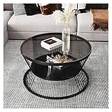 Couchtisch 23,6' 2-stufiger runder Couchtisch mit offenem Ablagefach for Wohnzimmer, Tischplatte aus gehärtetem Glas, Metallrahmen, schlichter und moderner Mitteltisch for kleinen Raum Beistelltisch (