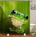 NUEV Tierfrosch niedlicher Duschvorhang Badezimmer lustiger Cartoon wasserdichter Duschvorhang Polyester Duschwand Dekoration S.4 200x200cm
