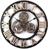 SZQIYANG 50 cm Große Wanduhr Vintage Silent Wanduhr Handgefertigt 3D Zahnrad Dekorativ für Wohnzimmer Schlafzimmer Büro Café (50CM)