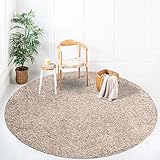 payé Teppich Rund Hochflor Shaggy - 80x80cm - Beige Einfarbig Uni Flauschig Modern Boho Wohnzimmer Schlafzimmer Deko Teppiche Weich Schlafzimmer