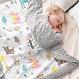 Babydecke Bio Baumwolle, Kinder Kuscheldecke Polar Fleece Baby Komfort Decke 75x105cm, Grau Doppelseitige Blanket für Mädchen und Junge