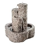 Dehner Gartenbrunnen Heidelberg mit LED Beleuchtung, warmweiß, Ø 50 cm, Höhe 55 cm, Granit, grau